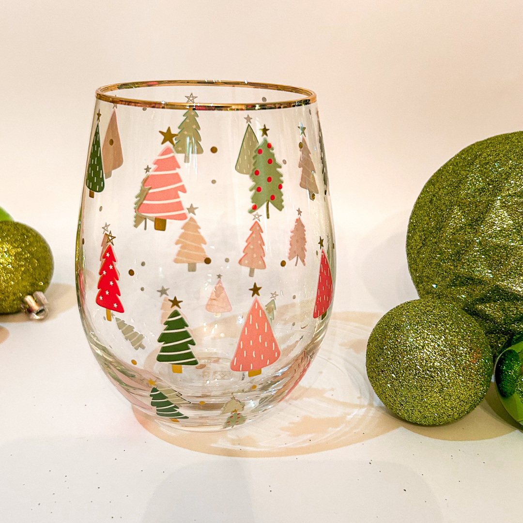 Frosted Forest Stemless Wine Glass