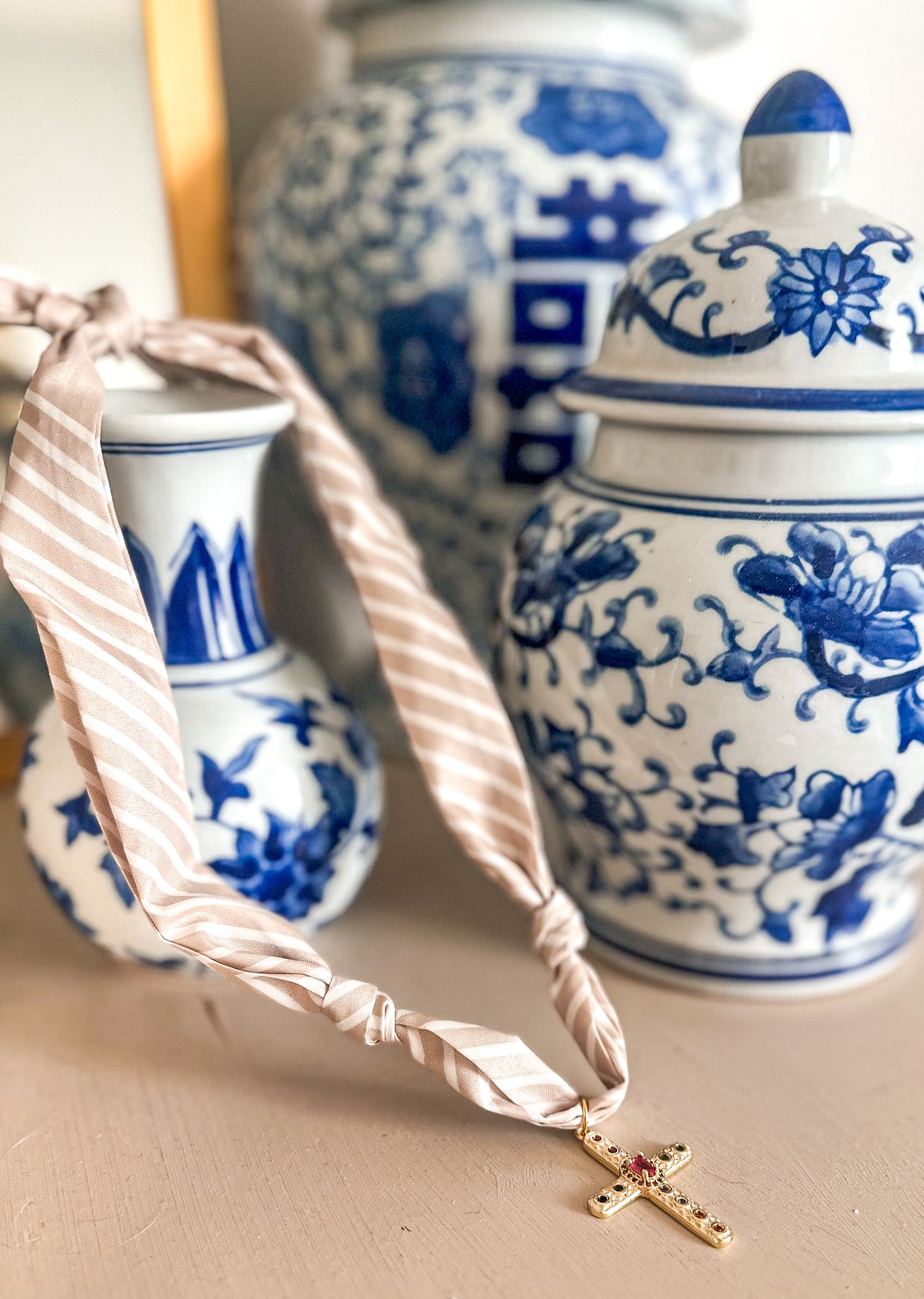 Multicolor Cross Scarf Necklace