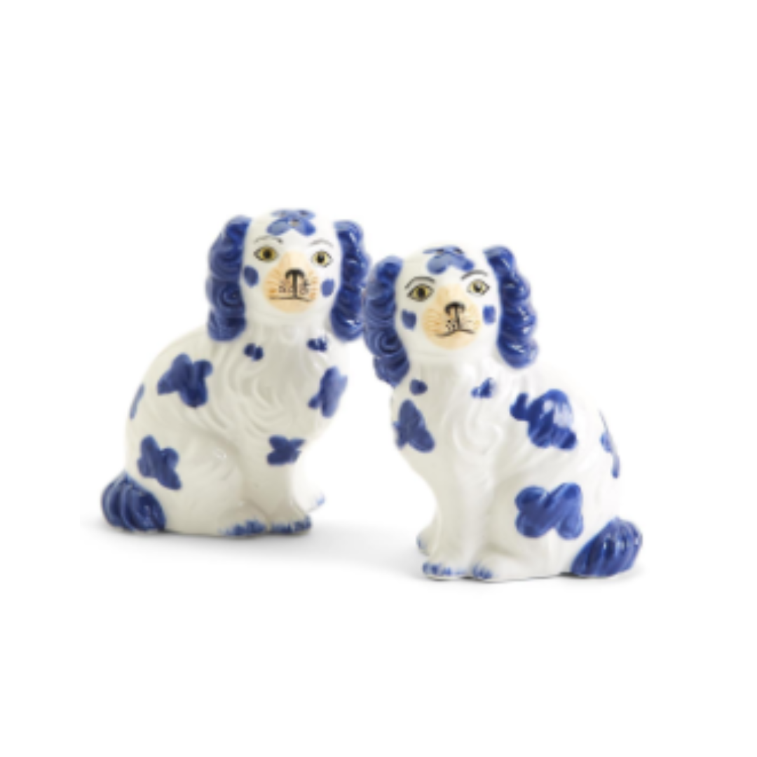 Blue Staffordshire Dog Salt and Pepper Shaker Set
