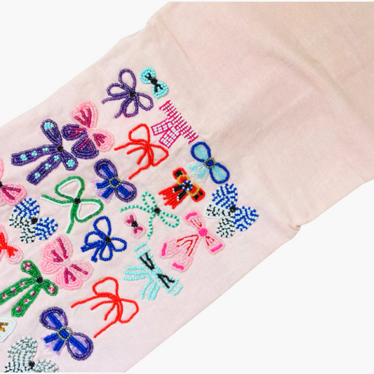 Bows Beaded Tea Towel