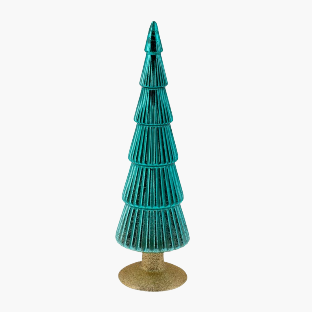 Fluted Mercury Glass Tree Teal