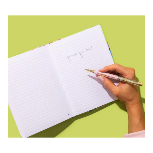 Faith Over Fear Pen - Pink w/ Pearl Confetti