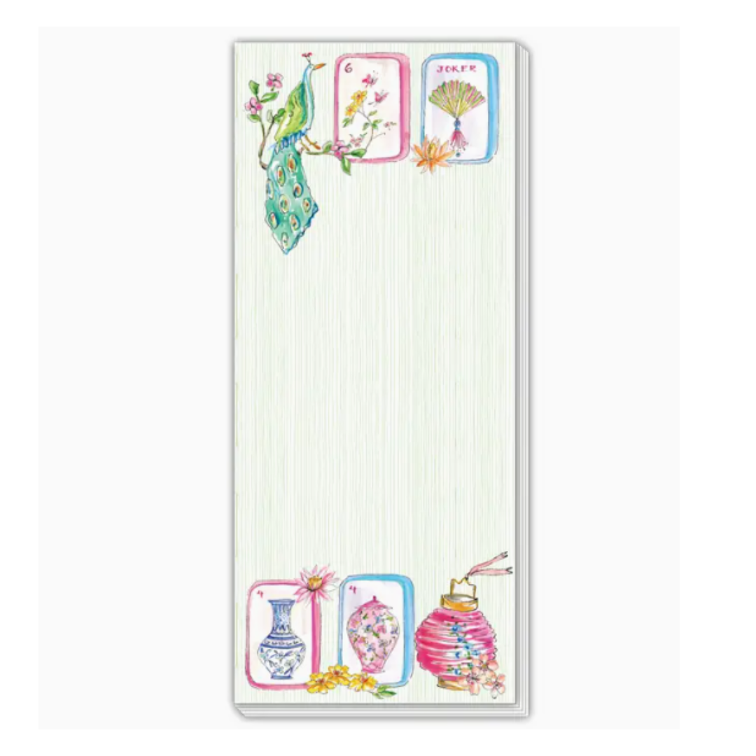 Mahjong Tiles Bird Lantern Green Background Skinny Pad