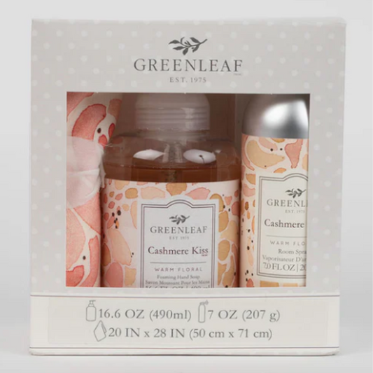 Cashmere Kiss Foaming Hand Soap, Non-Aerosol Room Spray, and Tea Towel Gift Set