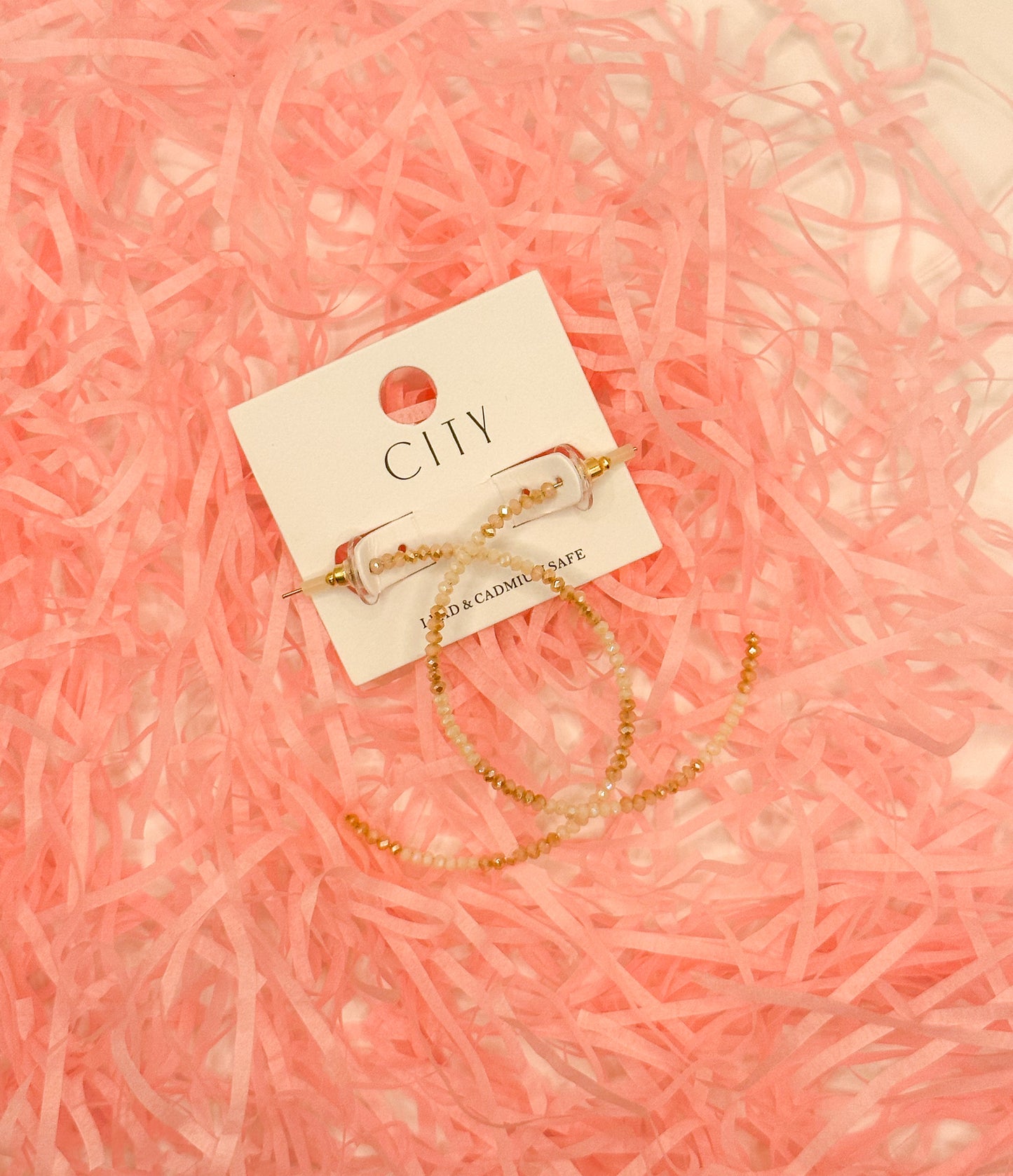 White & Mauve Beaded Hoops