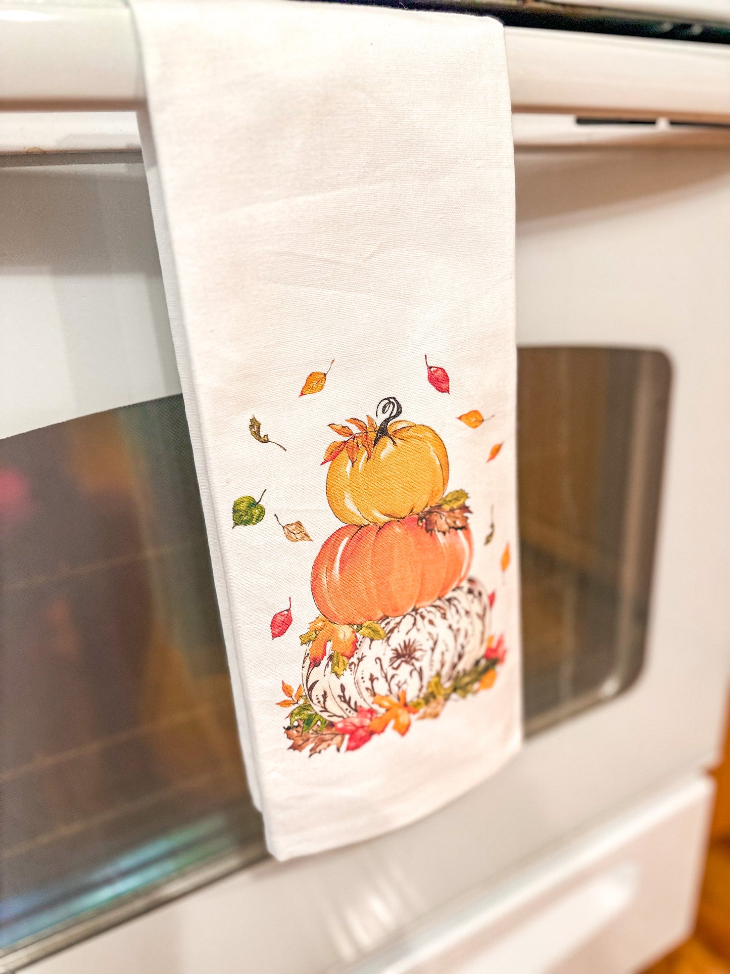 Brown Chinoiserie Pumpkin Stack Kitchen Towel