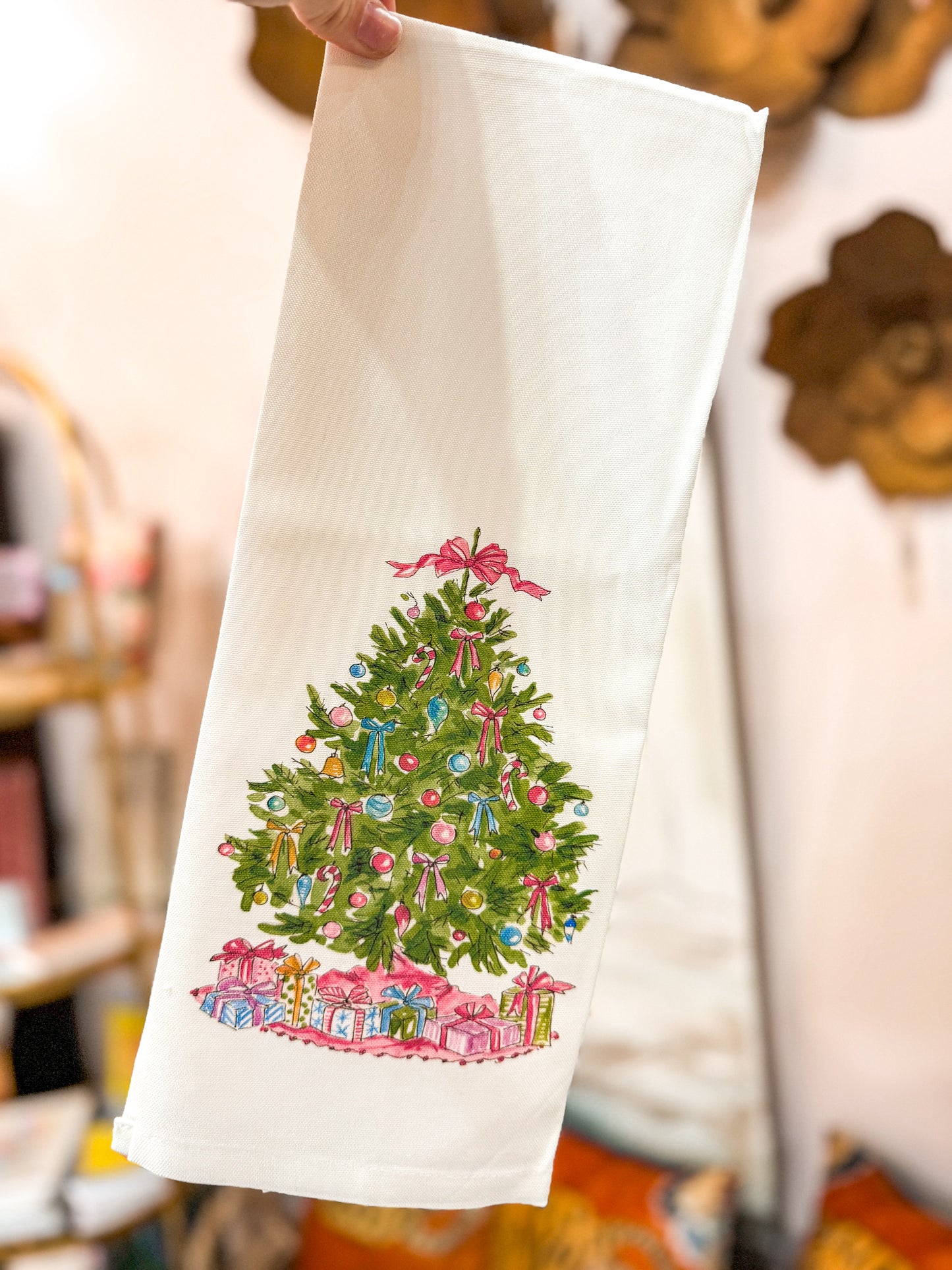 Christmas Tree with Colorful Ornaments Towel