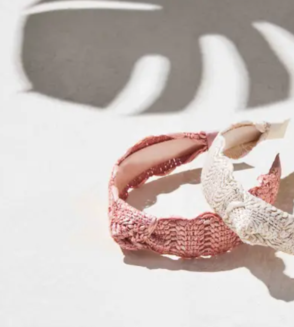 Blush Scalloped Straw Headband