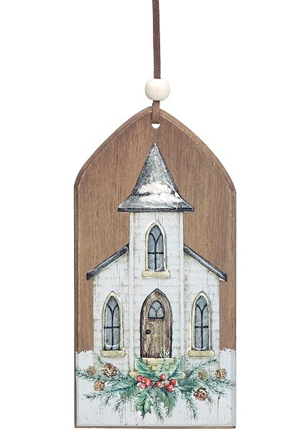 Wooden Ornament with Church
