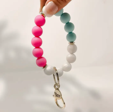 Hands-Free Silicone Keychain Wristlet - Pretty in Pearl