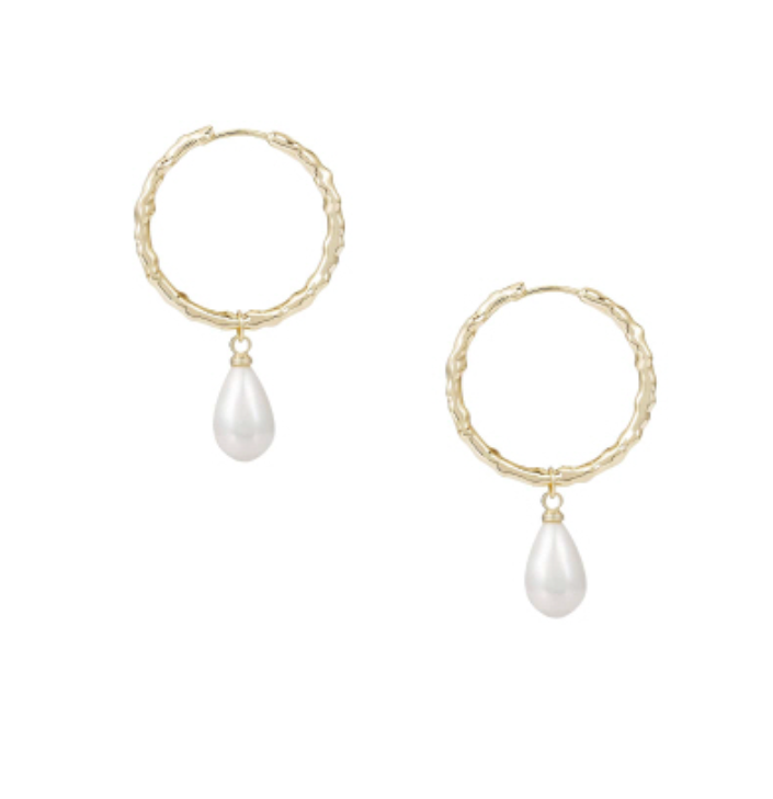 Adorned Pearl Drop Huggie Earrings