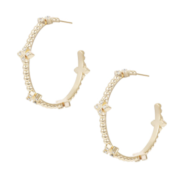 Beaded Cross Hoop Earrings