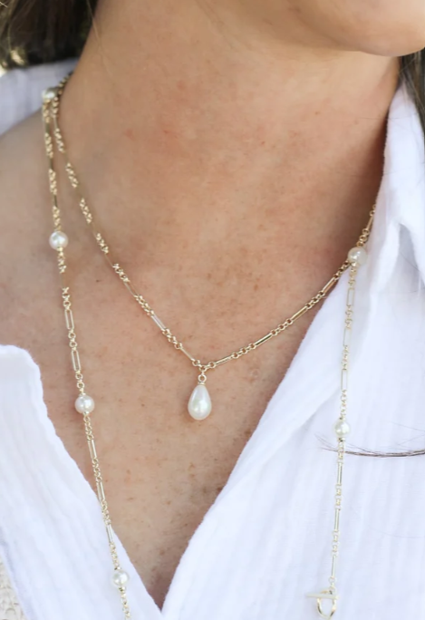 Adorned Pearl Drop Necklace