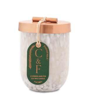 Cypress + Fir 7oz White Blown Glass Candle