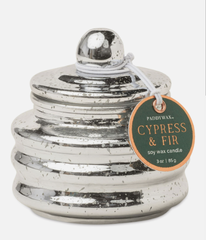 Cypress + Fir 3oz Silver Mercury Glass Candle