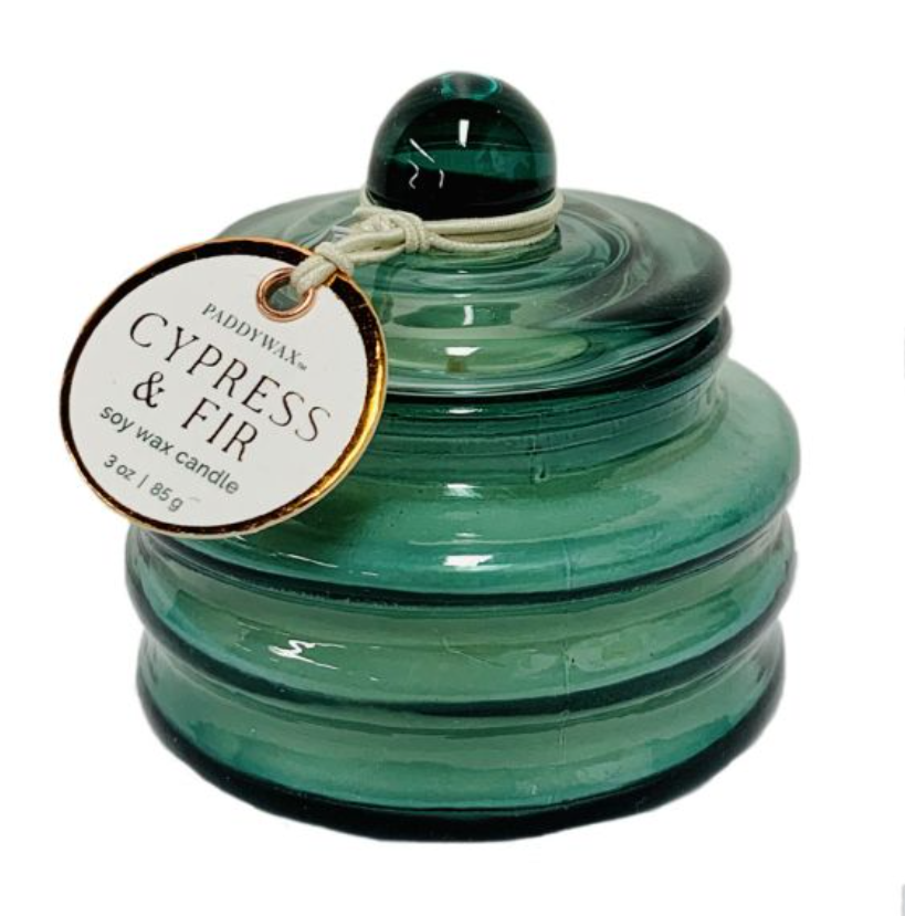 Cypress + Fir 3oz Green Glass Candle