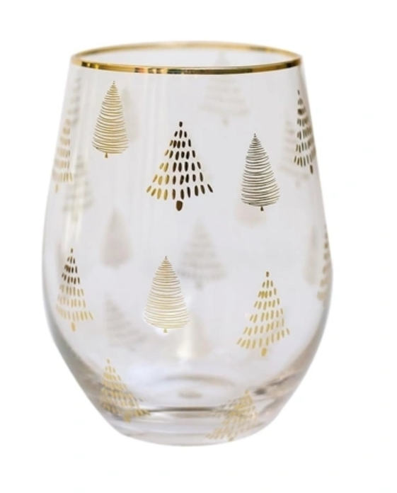 Gold Tree Stemless Wine Glass