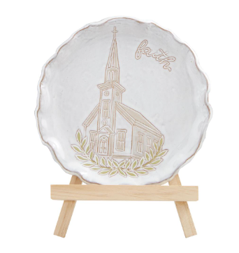 Church/Cross Plate & Easel