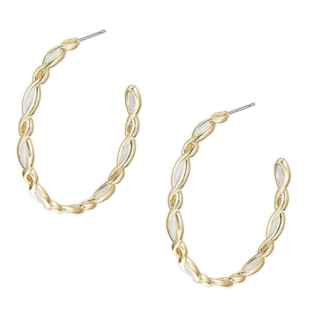 Bloom Hoop Earrings in White Enamel