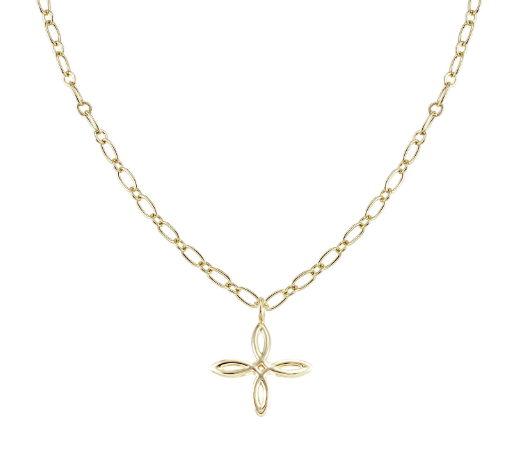 She's Classic Cross Drop Necklace in Gold