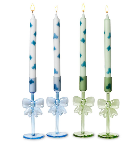 Bows Set of 2 Hand-Crafted Taper Candleholders