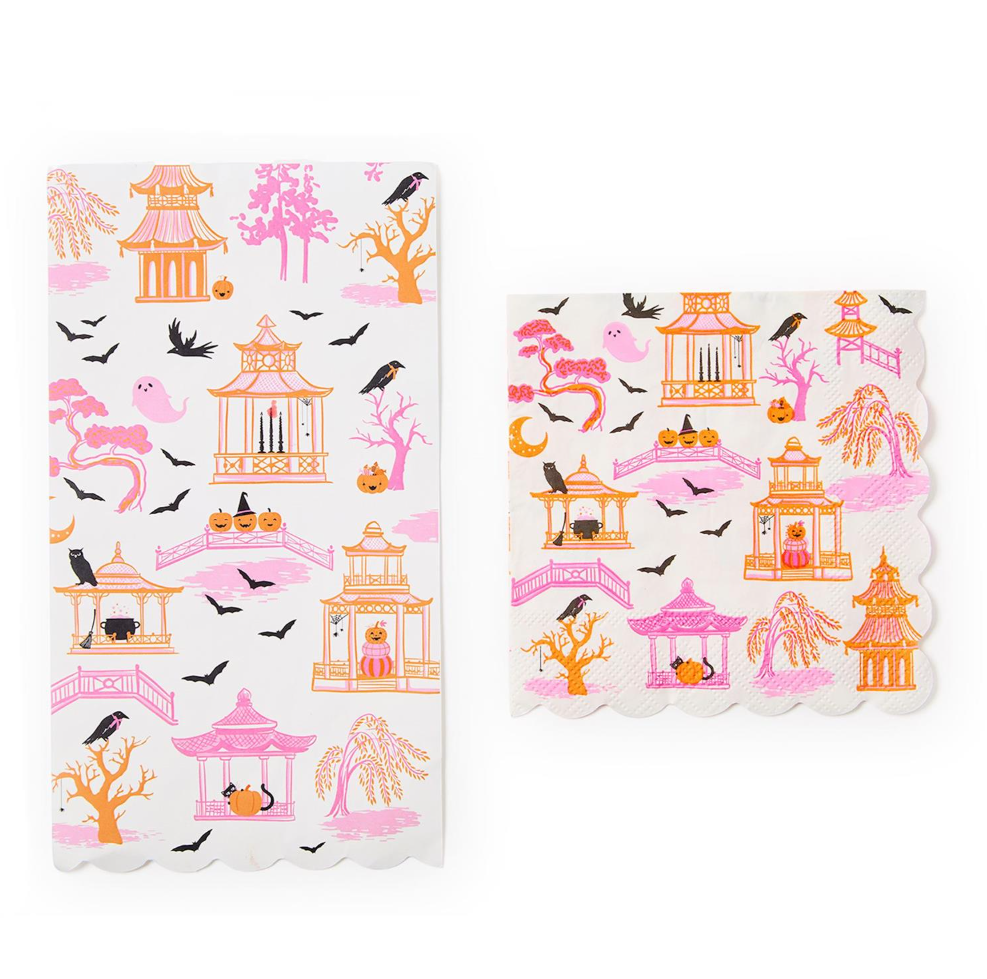Haunted Pagoda Scalloped Edge Paper Napkin