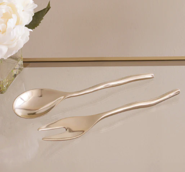 Maia Small Salad Servers - Shiny Gold