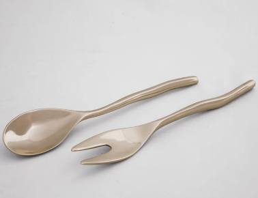 Maia Small Salad Servers - Shiny Gold