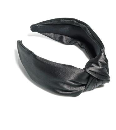 Black Satin Knotted Headband