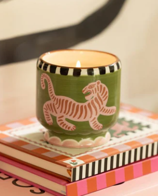Handpainted "Tiger" Ceramic - Black Cedar & Fig Candle