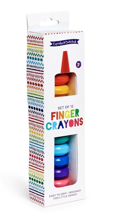 Rainbow Stack Finger Crayon Set in Gift Box Includes 12 Colors - Wax