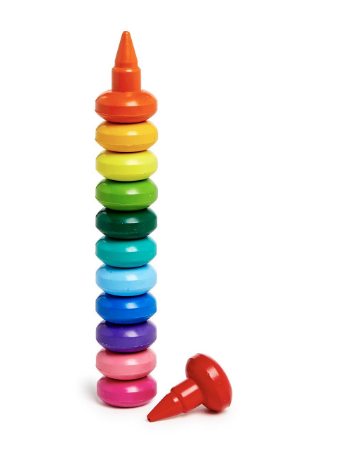 Rainbow Stack Finger Crayon Set in Gift Box Includes 12 Colors - Wax