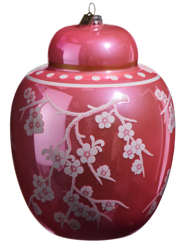 8" Pink Floral Ginger Jar Ornament