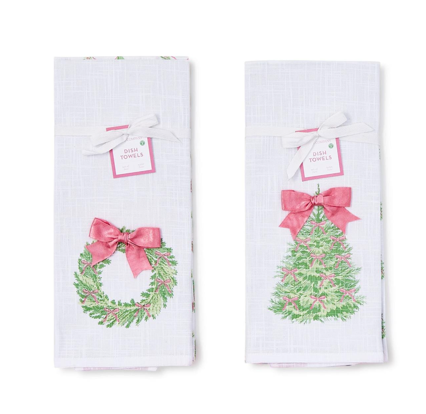 Set of 2 Christmas Bow Tea Towels