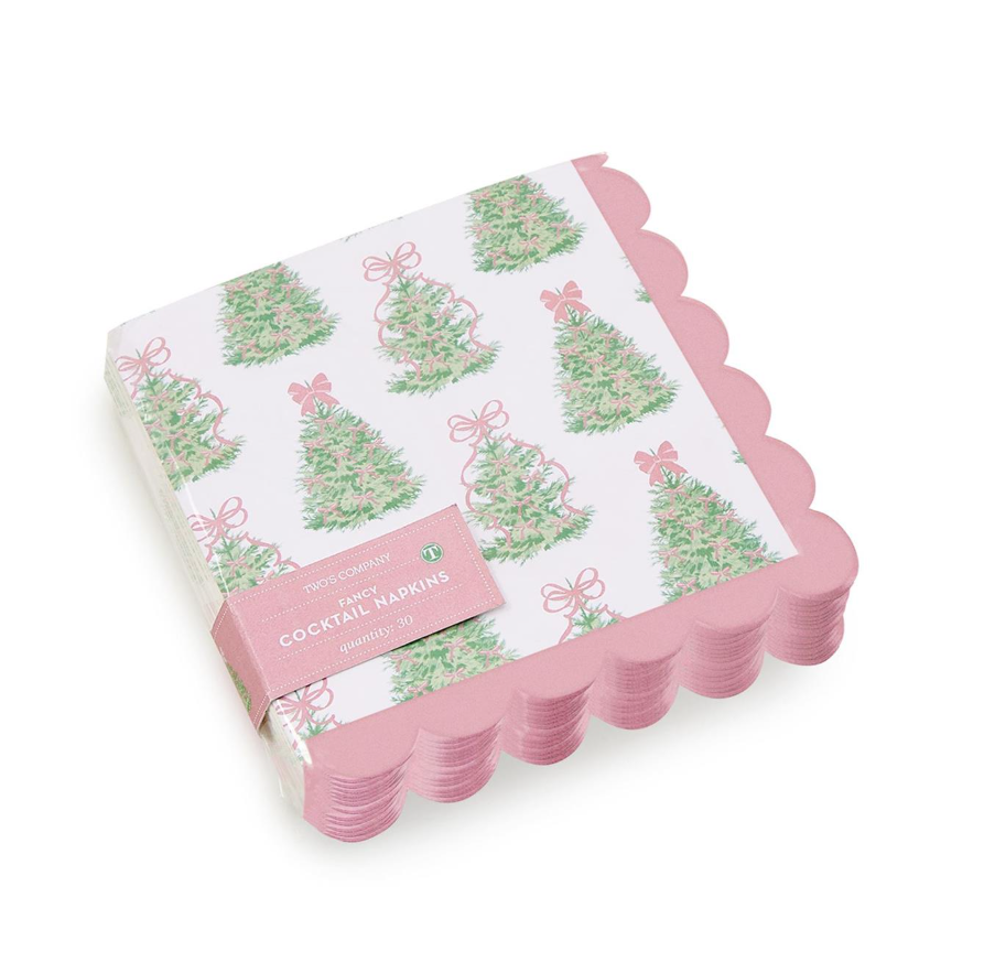 Bow-tiful 3-Ply Paper Cocktail Napkin with Scalloped Edge