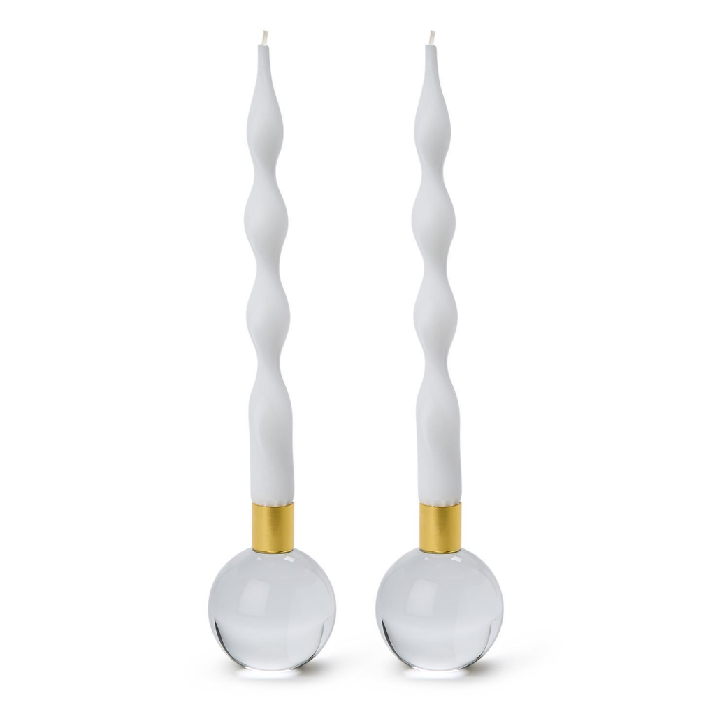 Clear Taper Candlestick Candleholders - Crystal Glass/Iron