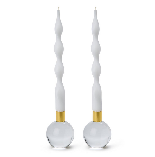 Clear Taper Candlestick Candleholders - Crystal Glass/Iron