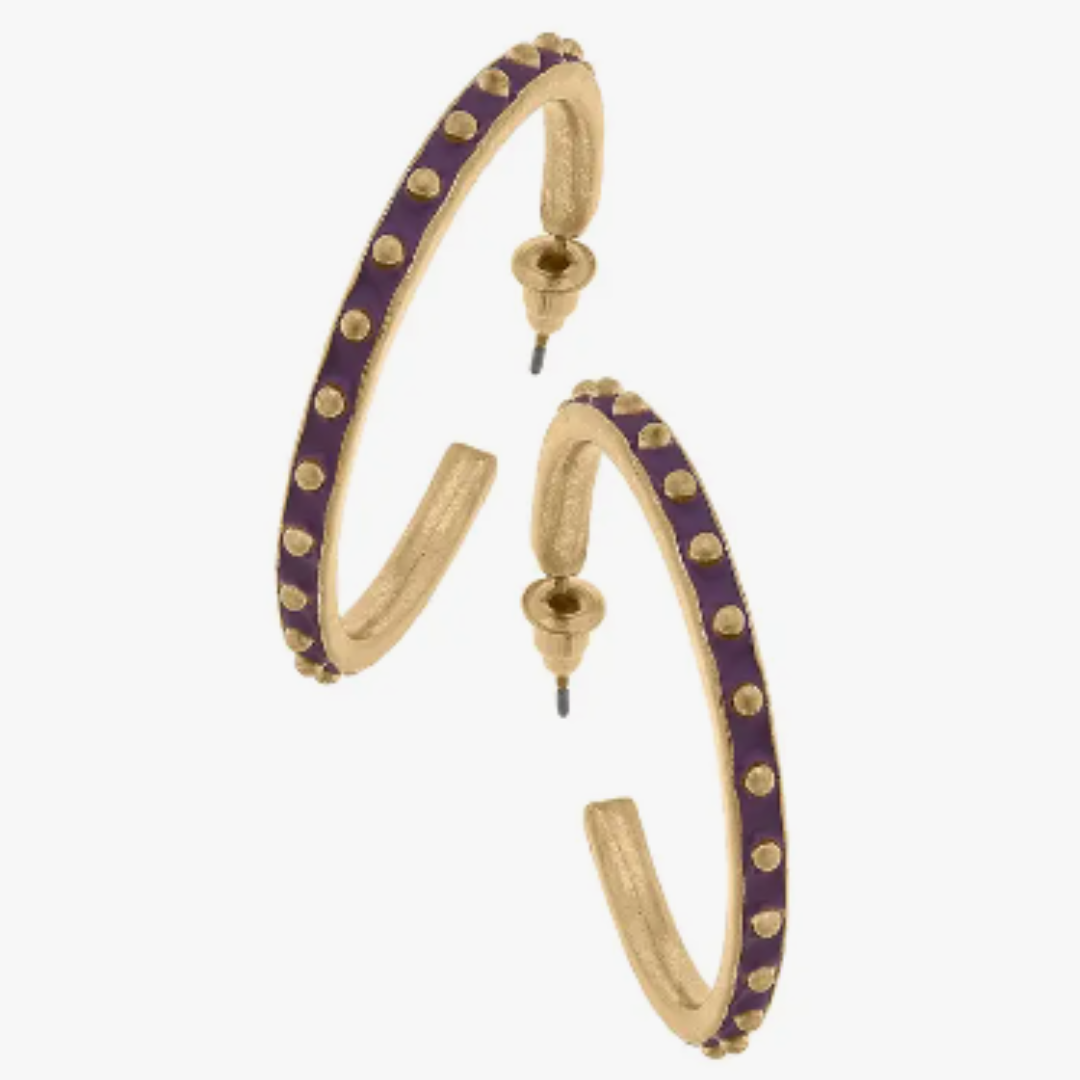 Bridget Enamel Studded Hoop Earrings