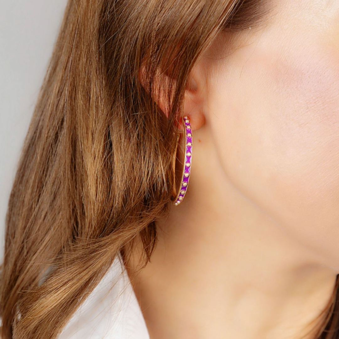 Bridget Enamel Studded Hoop Earrings