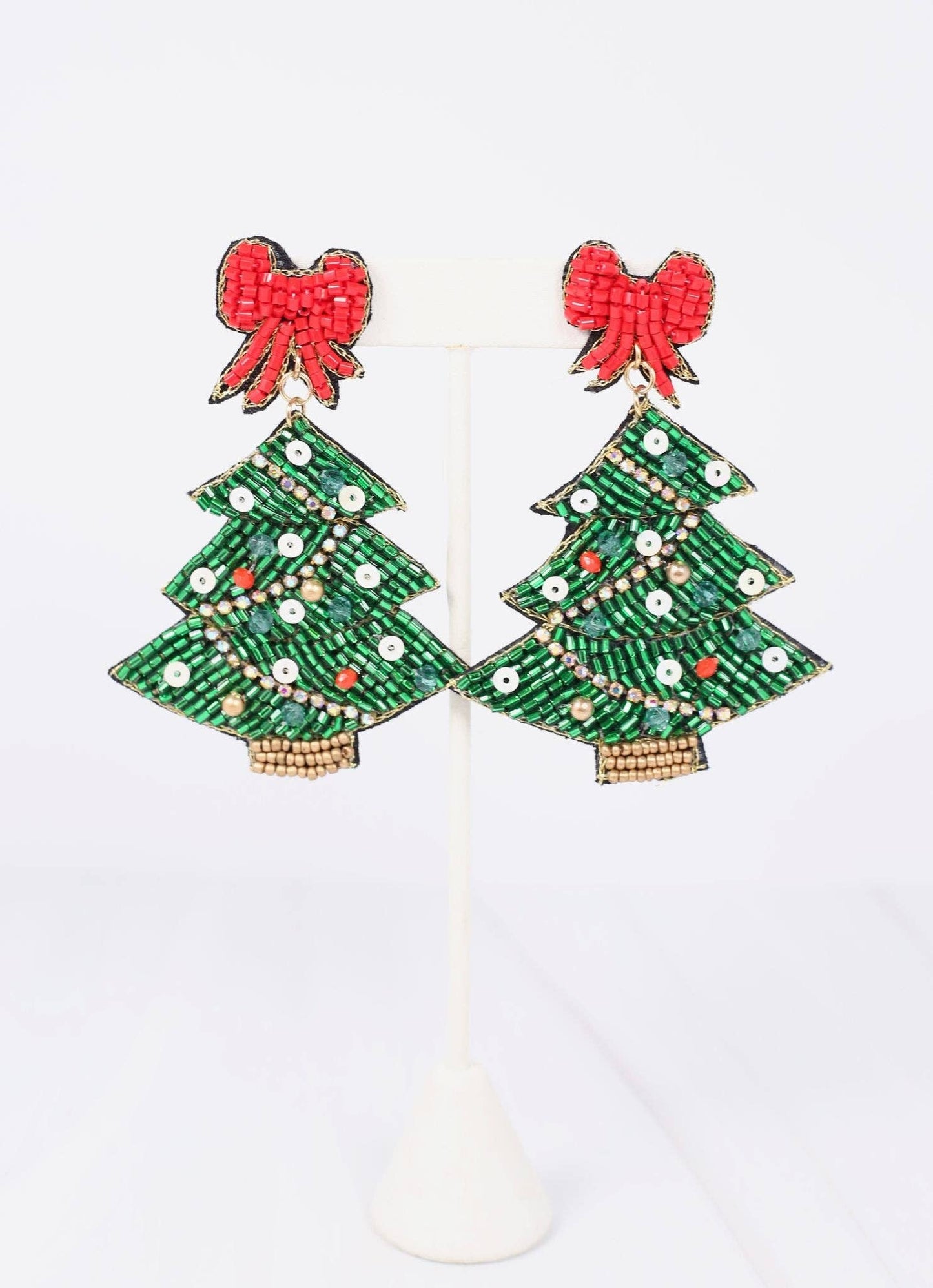 Christmas Tree with Bow Topper Earring