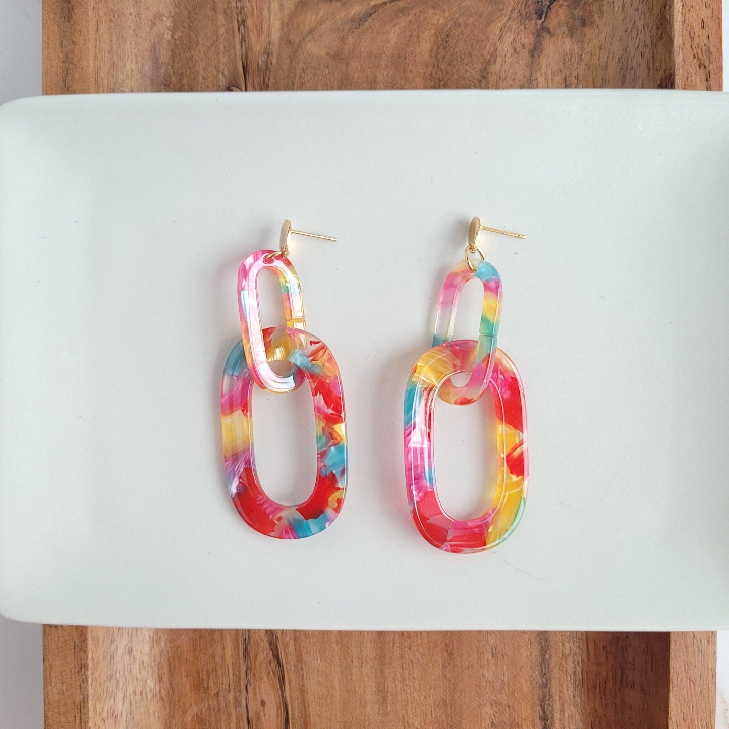 Chrissy Earrings - Rainbow Confetti