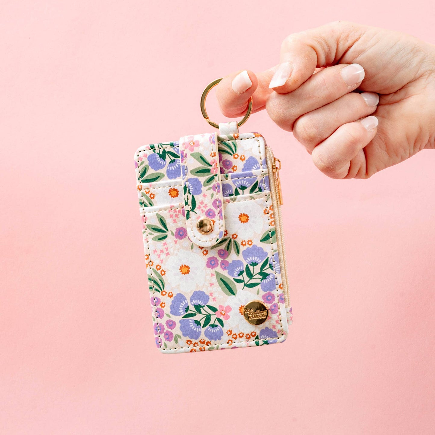 Sweet Meadow Keychain Card Wallet - Purple & Tan