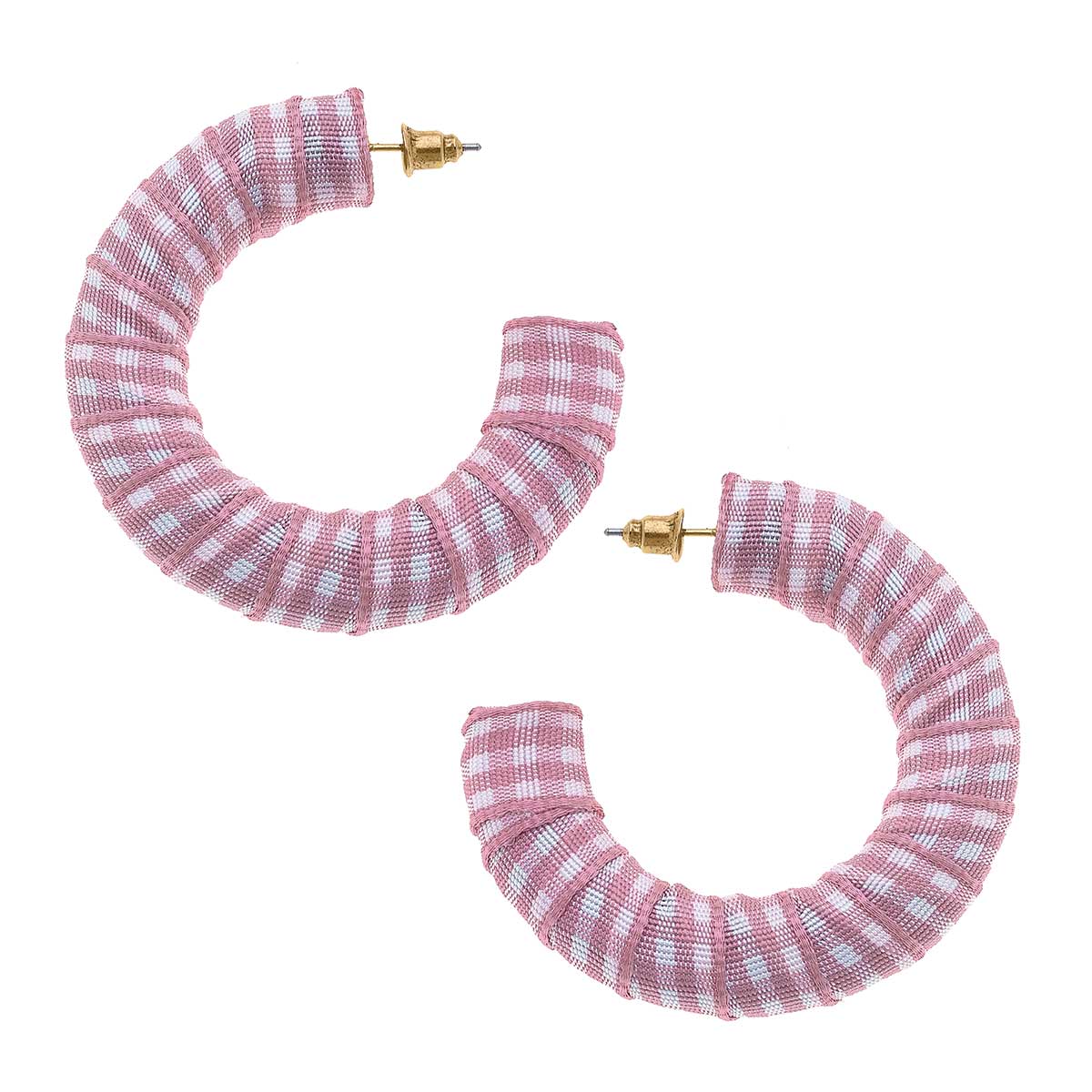 Reese Gingham Statement Hoop Earrings in Pink