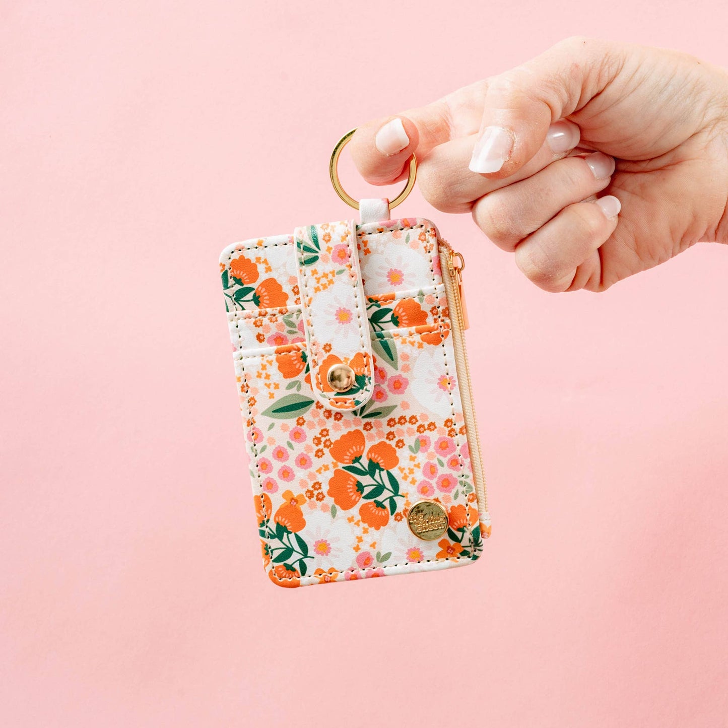 Sweet Meadow Keychain Card Wallet - Orange & Tan