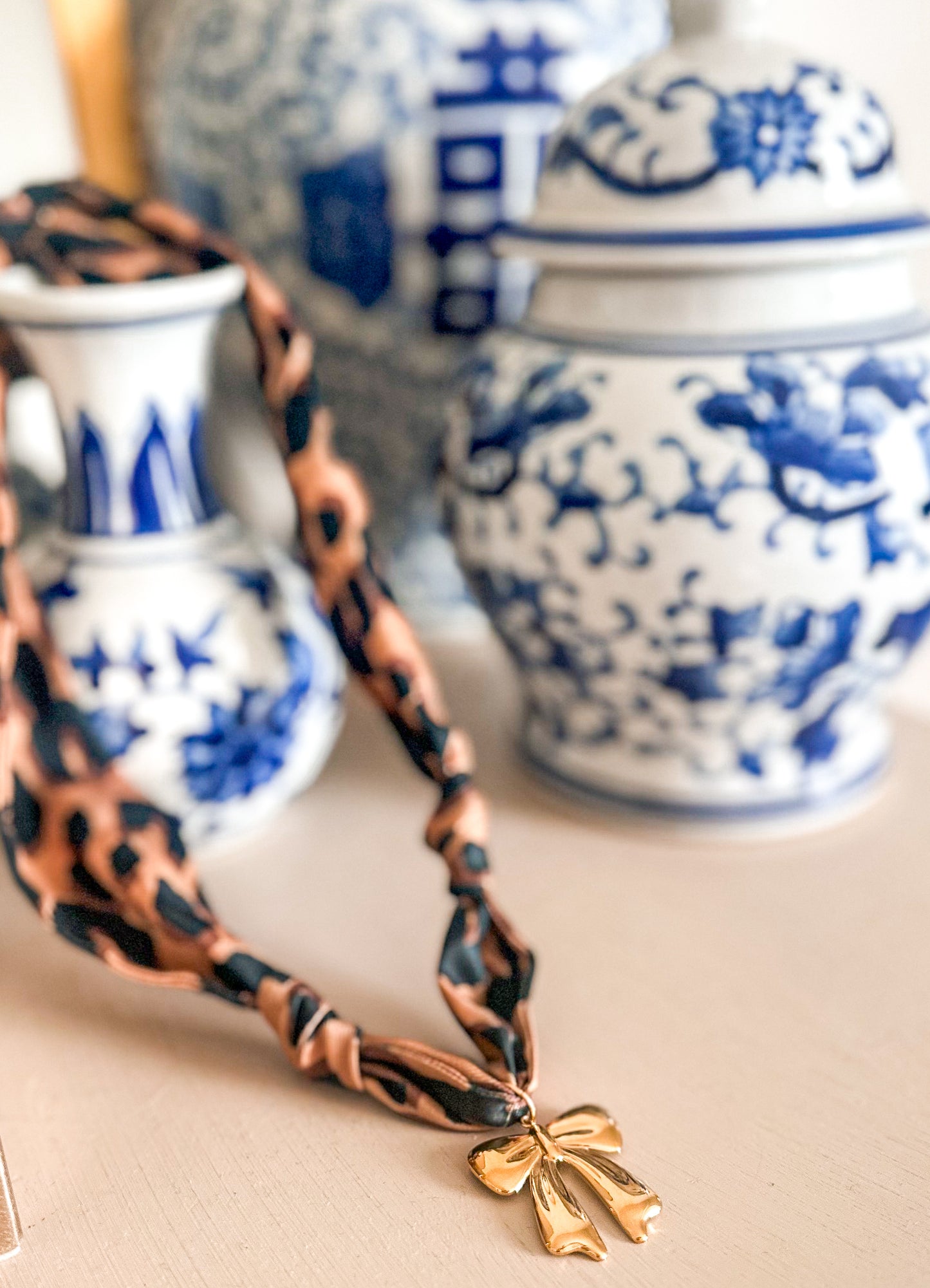 Gold Bow Scarf Necklace