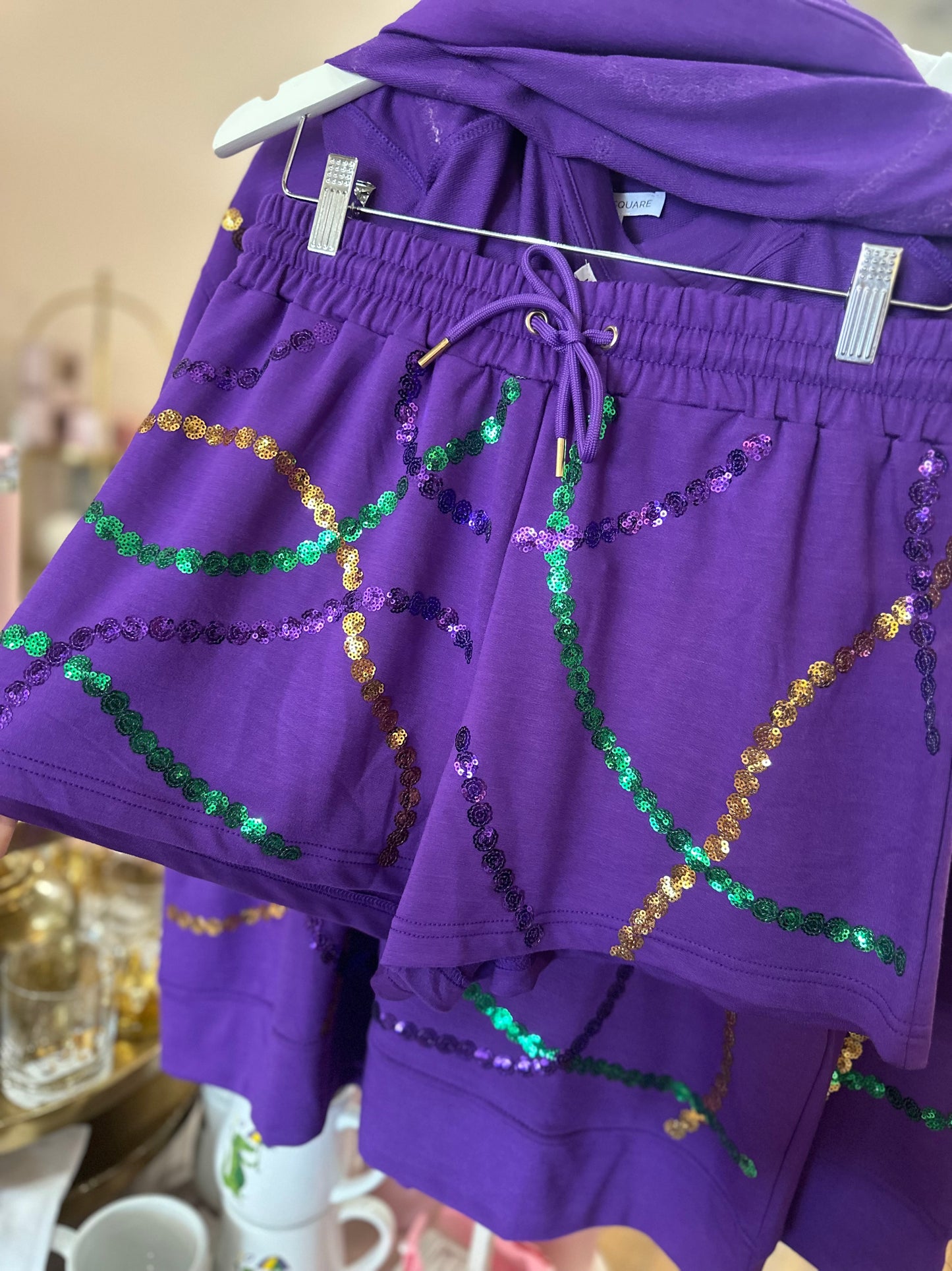 Mardi Gras Shorts Set