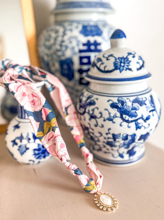 Rhinestone Mary Scarf Necklace