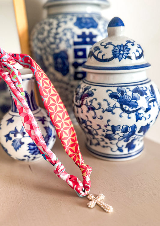 Pearl Cross Scarf Necklace