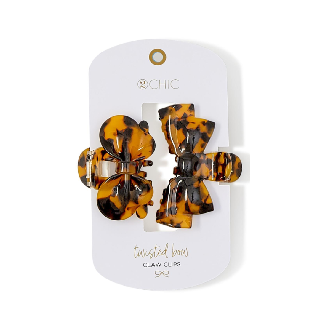 Tortoise Twist Set of 2 Claw Clips in a Bow Shape