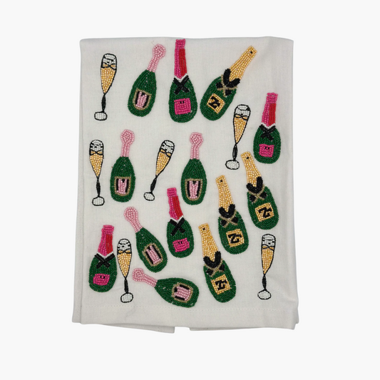 Champagne Beaded Tea Towel